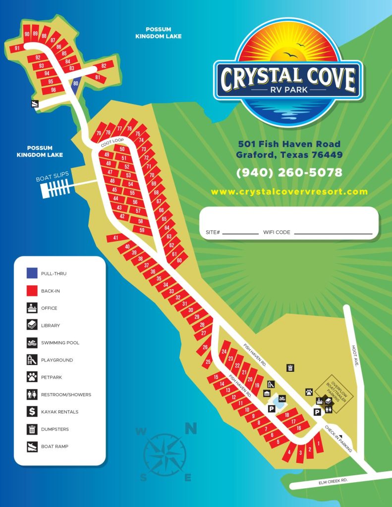 Park Map | Crystal Cove RV Resort | Possum Kingdom Lake RV Park